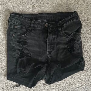 American Eagle Black Distressed Jean Shorts